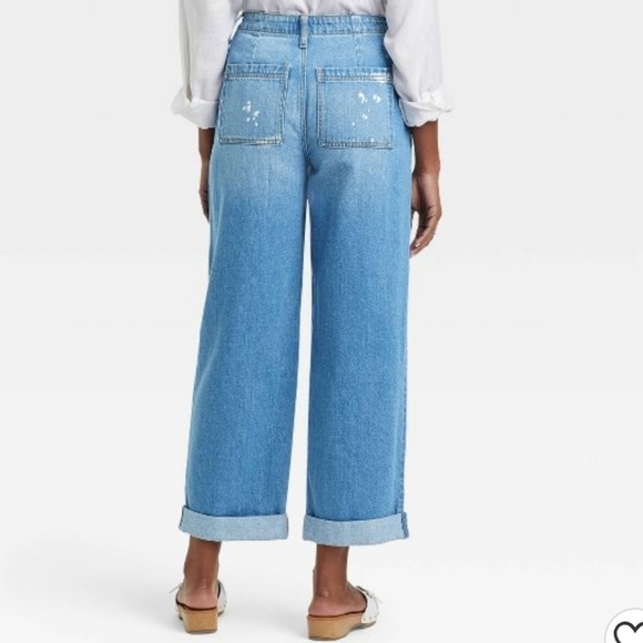 Universal Thread™ High Rise Relaxed Straight Ankle Jeans w/Splatter Detail 27R - Picture 3 of 10